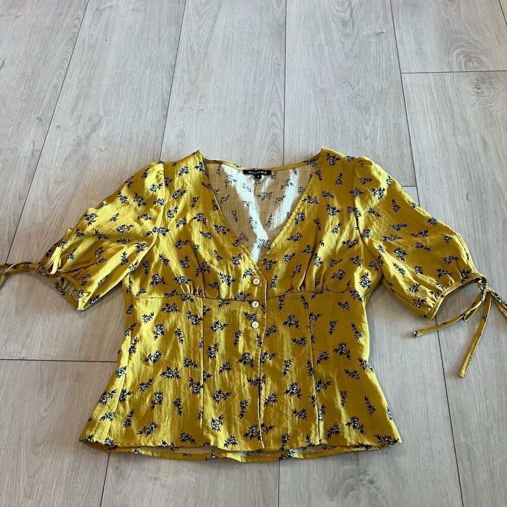 WILLIAM B Floral Tie Sleeve Blouse size s